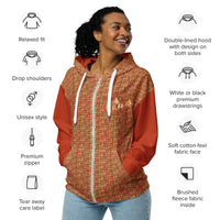 Nubia Pyramids II (Red - Rust) Unisex zip hoodie (6Colors Available) - Conscious Apparel Store