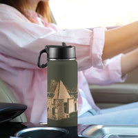 Nubia Pyramids (Olive) Insulated Thermos with Straw Lid (18oz) (6 Colors Available) - Conscious Apparel Store