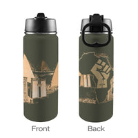 Nubia Pyramids (Olive) Insulated Thermos with Straw Lid (18oz) (6 Colors Available) - Conscious Apparel Store