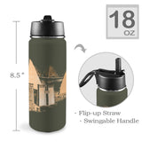 Nubia Pyramids (Olive) Insulated Thermos with Straw Lid (18oz) (6 Colors Available) - Conscious Apparel Store