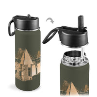 Nubia Pyramids (Olive) Insulated Thermos with Straw Lid (18oz) (6 Colors Available) - Conscious Apparel Store