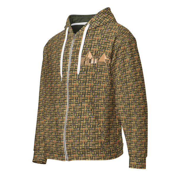 Nubia Pyramids (Olive) Unisex zip hoodie (6Colors Available) - Conscious Apparel Store