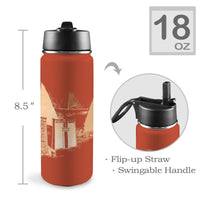 Nubia Pyramids (Red - Rust) Insulated Thermos with Straw Lid (18oz) (6 Colors Available) - Conscious Apparel Store