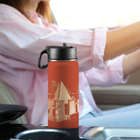 Nubia Pyramids (Red - Rust) Insulated Thermos with Straw Lid (18oz) (6 Colors Available) - Conscious Apparel Store