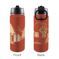 Nubia Pyramids (Red - Rust) Insulated Thermos with Straw Lid (18oz) (6 Colors Available) - Conscious Apparel Store