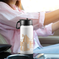 Nubia Pyramids (White) Insulated Thermos with Straw Lid (18oz) (6 Colors Available) - Conscious Apparel Store