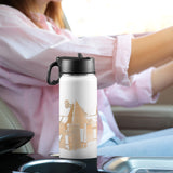 Nubia Pyramids (White) Insulated Thermos with Straw Lid (18oz) (6 Colors Available) - Conscious Apparel Store