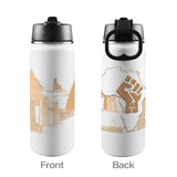 Nubia Pyramids (White) Insulated Thermos with Straw Lid (18oz) (6 Colors Available) - Conscious Apparel Store