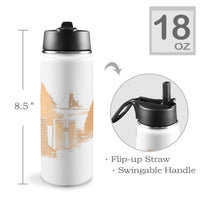 Nubia Pyramids (White) Insulated Thermos with Straw Lid (18oz) (6 Colors Available) - Conscious Apparel Store