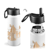 Nubia Pyramids (White) Insulated Thermos with Straw Lid (18oz) (6 Colors Available) - Conscious Apparel Store