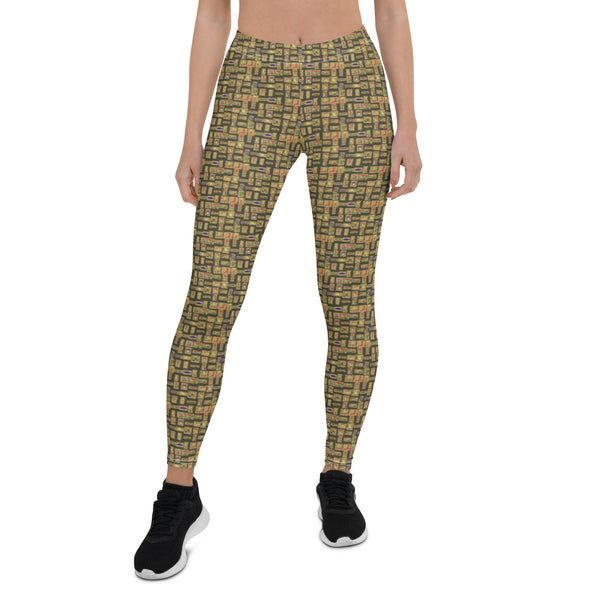 Olive Hieroglyphics Leggings - Conscious Apparel Store