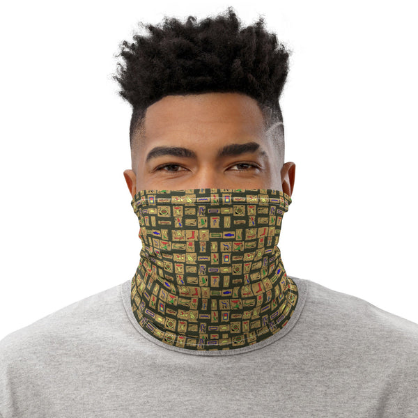 Olive Hieroglyphics Neck Gaiter - Conscious Apparel Store