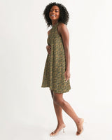 Olive Hieroglyphics Women's All-Over Print Halter Dress - Conscious Apparel Store