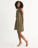 Olive Hieroglyphics Women's All-Over Print Halter Dress - Conscious Apparel Store