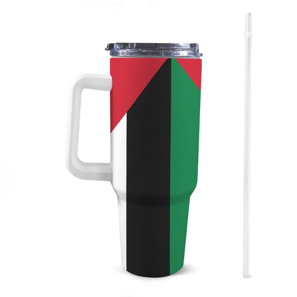 Palestine Flag 40oz Tumbler with White Handle - Conscious Apparel Store