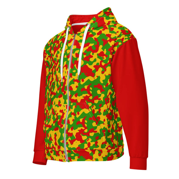 Rasta Camo (Red) Unisex zip hoodie - Conscious Apparel Store