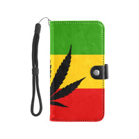 Rastafarian Flag Leaf Flip Leather Purse for Mobile Phone/Large - Conscious Apparel Store