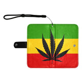 Rastafarian Flag Leaf Flip Leather Purse for Mobile Phone/Large - Conscious Apparel Store