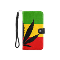 Rastafarian Flag Leaf Flip Leather Purse for Mobile Phone/Small - Conscious Apparel Store