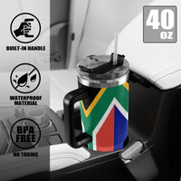 South Africa Flag 40oz Tumbler with Black Handle - Conscious Apparel Store