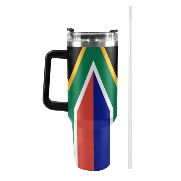 South Africa Flag 40oz Tumbler with Black Handle - Conscious Apparel Store