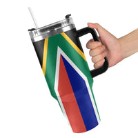 South Africa Flag 40oz Tumbler with Black Handle - Conscious Apparel Store