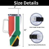 South Africa Flag 40oz Tumbler with White Handle - Conscious Apparel Store