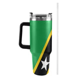 St Kitts & Nevis Flag 40oz Tumbler with Black Handle - Conscious Apparel Store