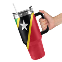 St Kitts & Nevis Flag 40oz Tumbler with Black Handle - Conscious Apparel Store