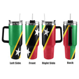 St Kitts & Nevis Flag 40oz Tumbler with Black Handle - Conscious Apparel Store