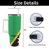 St Kitts & Nevis Flag 40oz Tumbler with White Handle - Conscious Apparel Store