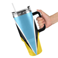 St Lucia Flag 40oz Tumbler with Black Handle - Conscious Apparel Store