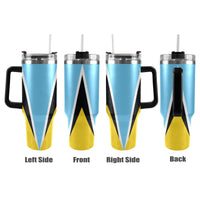 St Lucia Flag 40oz Tumbler with Black Handle - Conscious Apparel Store