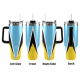 St Lucia Flag 40oz Tumbler with Black Handle - Conscious Apparel Store