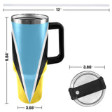 St Lucia Flag 40oz Tumbler with Black Handle - Conscious Apparel Store