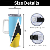 St Lucia Flag 40oz Tumbler with White Handle - Conscious Apparel Store