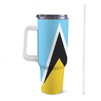 St Lucia Flag 40oz Tumbler with White Handle - Conscious Apparel Store