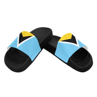 St Lucia Flag Women's Slide Sandals - Conscious Apparel Store