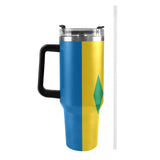 St Vincent Flag 40oz Tumbler with Black Handle - Conscious Apparel Store