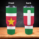 Suriname Flag 40oz Tumbler with White Handle - Conscious Apparel Store