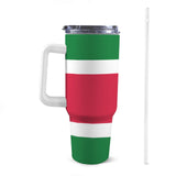 Suriname Flag 40oz Tumbler with White Handle - Conscious Apparel Store