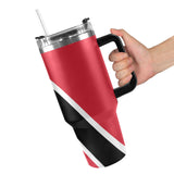 Trinidad & Tobago Flag 40oz Tumbler with Black Handle - Conscious Apparel Store