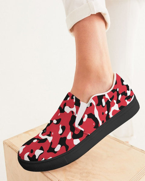 Trinidad & Tobago Flag Camo Women's Slip - On Canvas Shoe - Black - Conscious Apparel Store