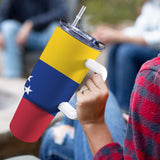 Venezuela Flag 40oz Tumbler with White Handle - Conscious Apparel Store