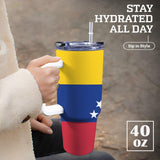 Venezuela Flag 40oz Tumbler with White Handle - Conscious Apparel Store