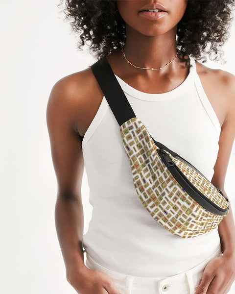 White Hieroglyphics Crossbody Sling Bag - Conscious Apparel Store