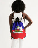 Haiti Flag Map Canvas Drawstring Bag - Conscious Apparel Store