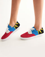 Antigua & Barbuda Flag Women's Lace Up Canvas Shoe - Conscious Apparel Store