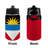 Antigua Flag Kids Kids Water Bottle with Straw Lid (12 oz) - Conscious Apparel Store