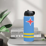 Aruba Flag Insulated Water Bottle with Straw Lid (18 oz) - Conscious Apparel Store